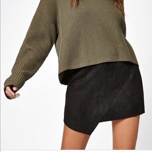 Kendall & Kylie Black Suede Asym Mini Skirt